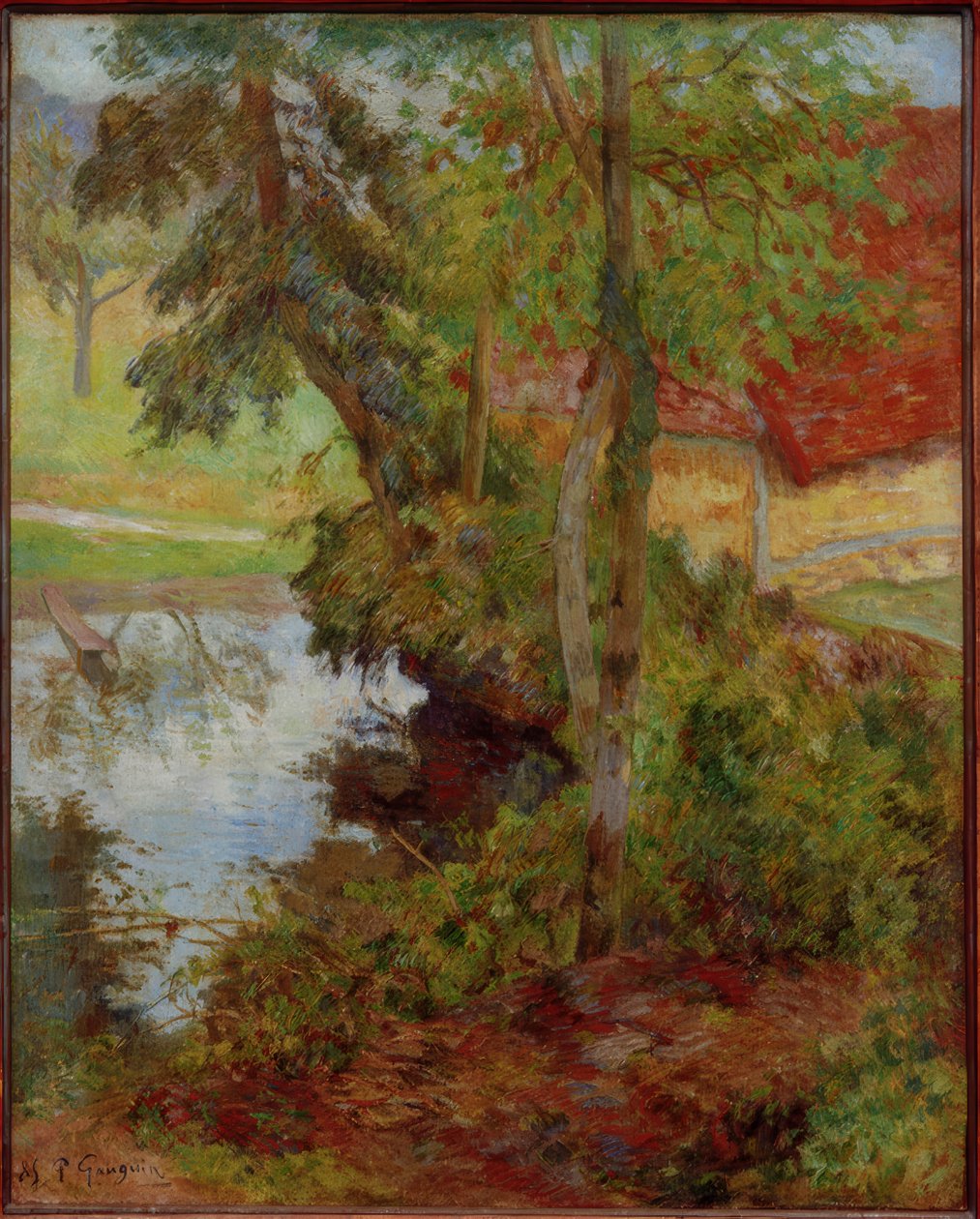 Landschap met Rood Dak door Paul Gauguin