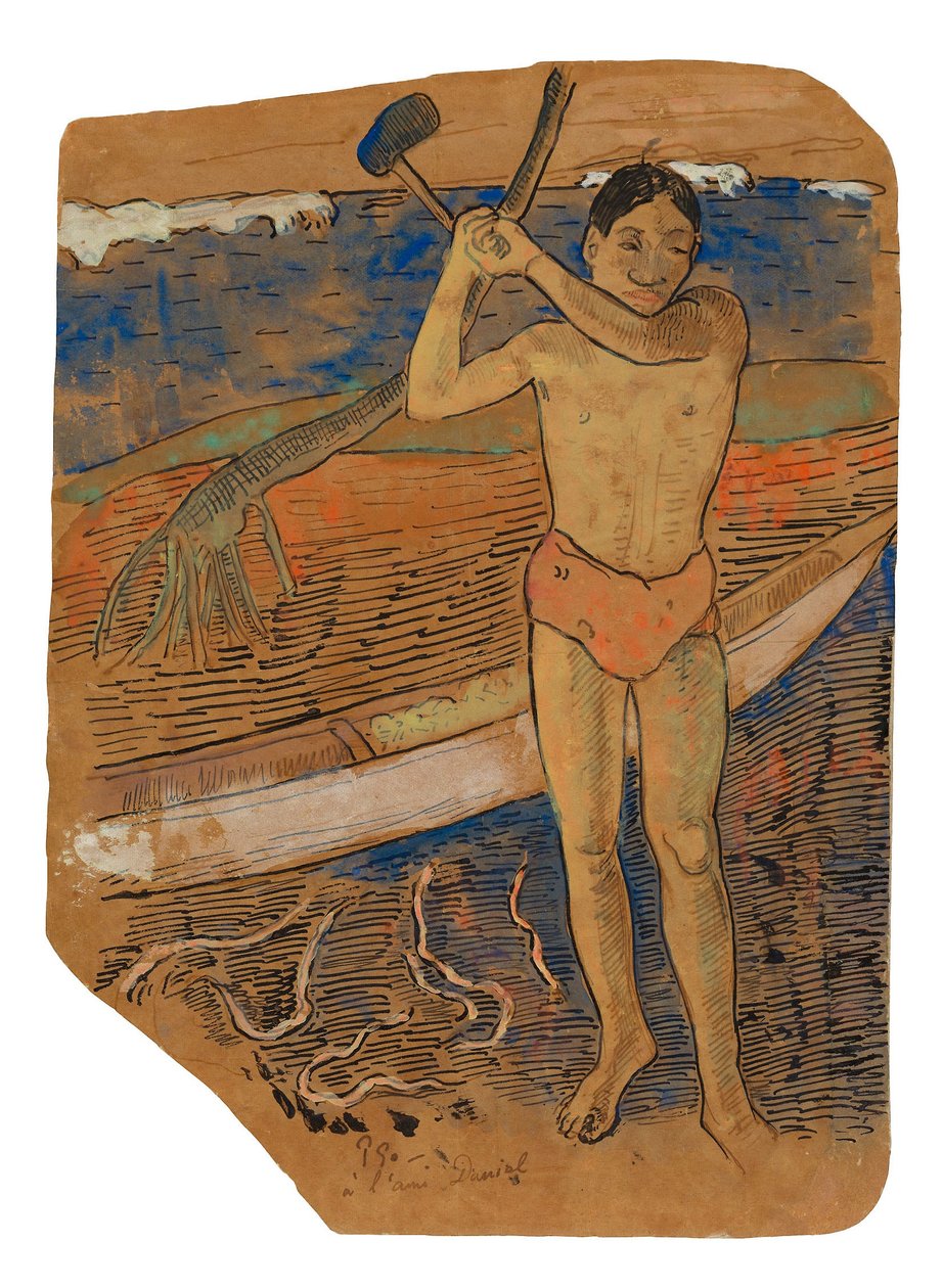 Man met een Bijl door Paul Gauguin