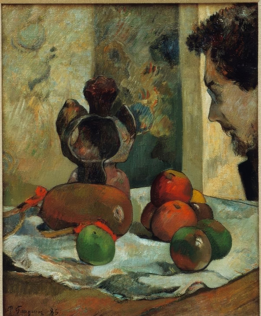 Stilleven met profiel van Laval door Paul Gauguin