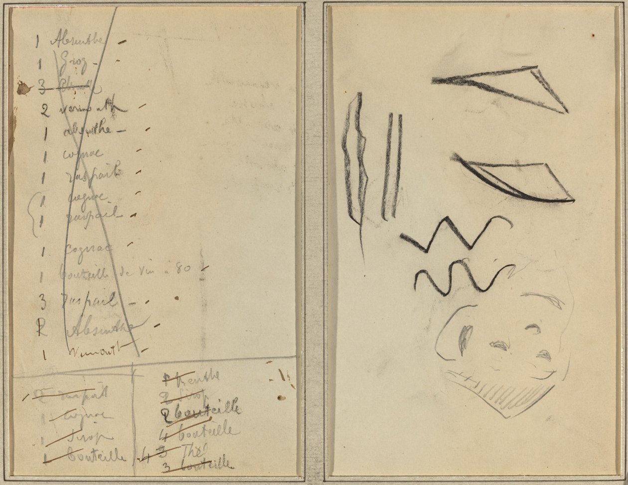 "Neige" (Sneeuw); Reisroute [recto] door Paul Gauguin