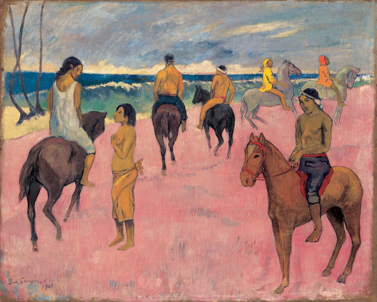Te paard aan de kust II door Paul Gauguin