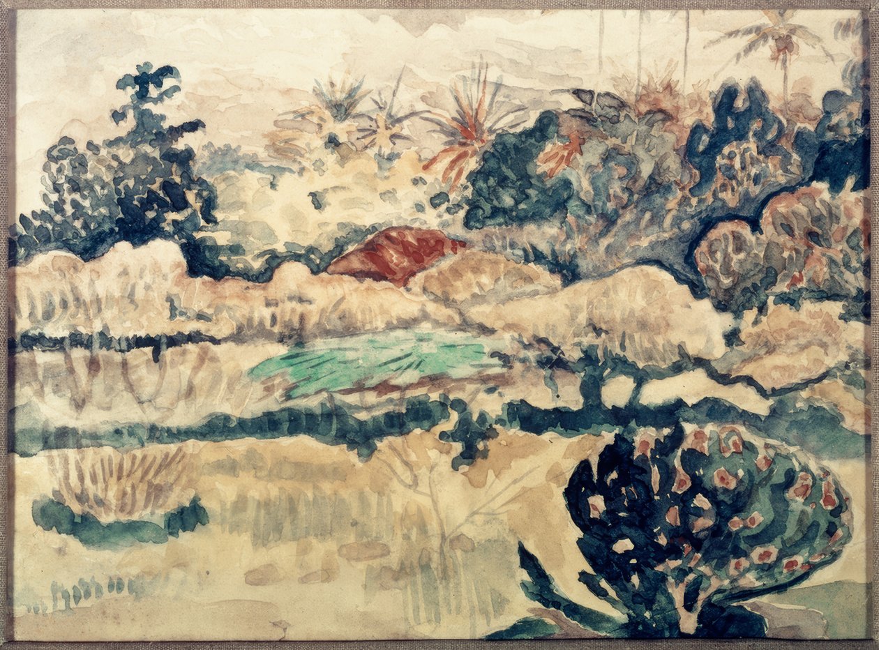 Landschap van Tahiti door Paul Gauguin