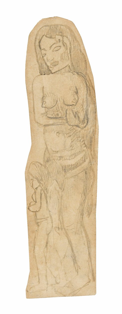 Schets van Maori Vrouw en Kind door Paul Gauguin