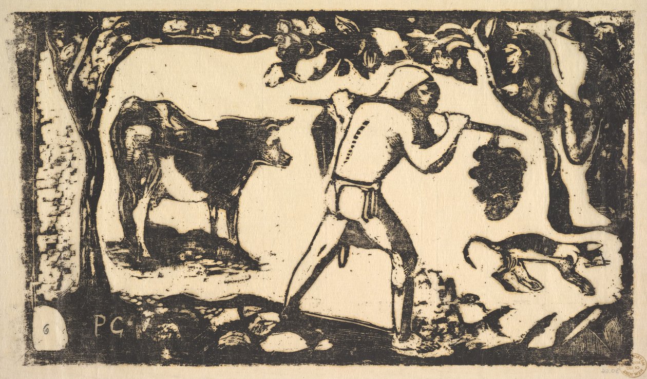 Tahitian draagt bananen door Paul Gauguin