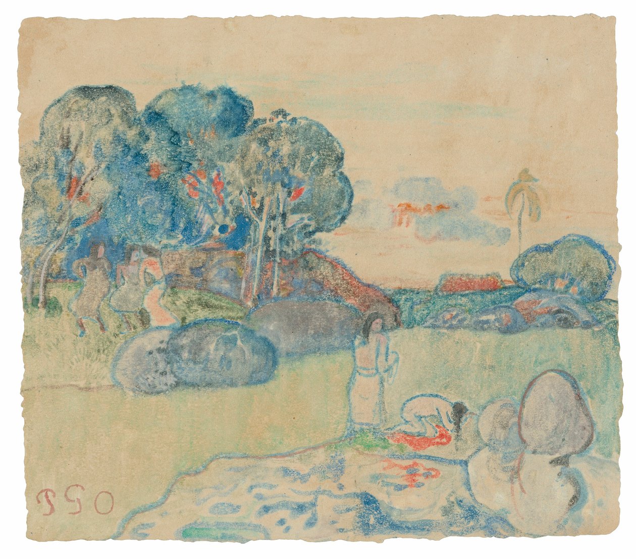 Tahitiaans Landschap door Paul Gauguin