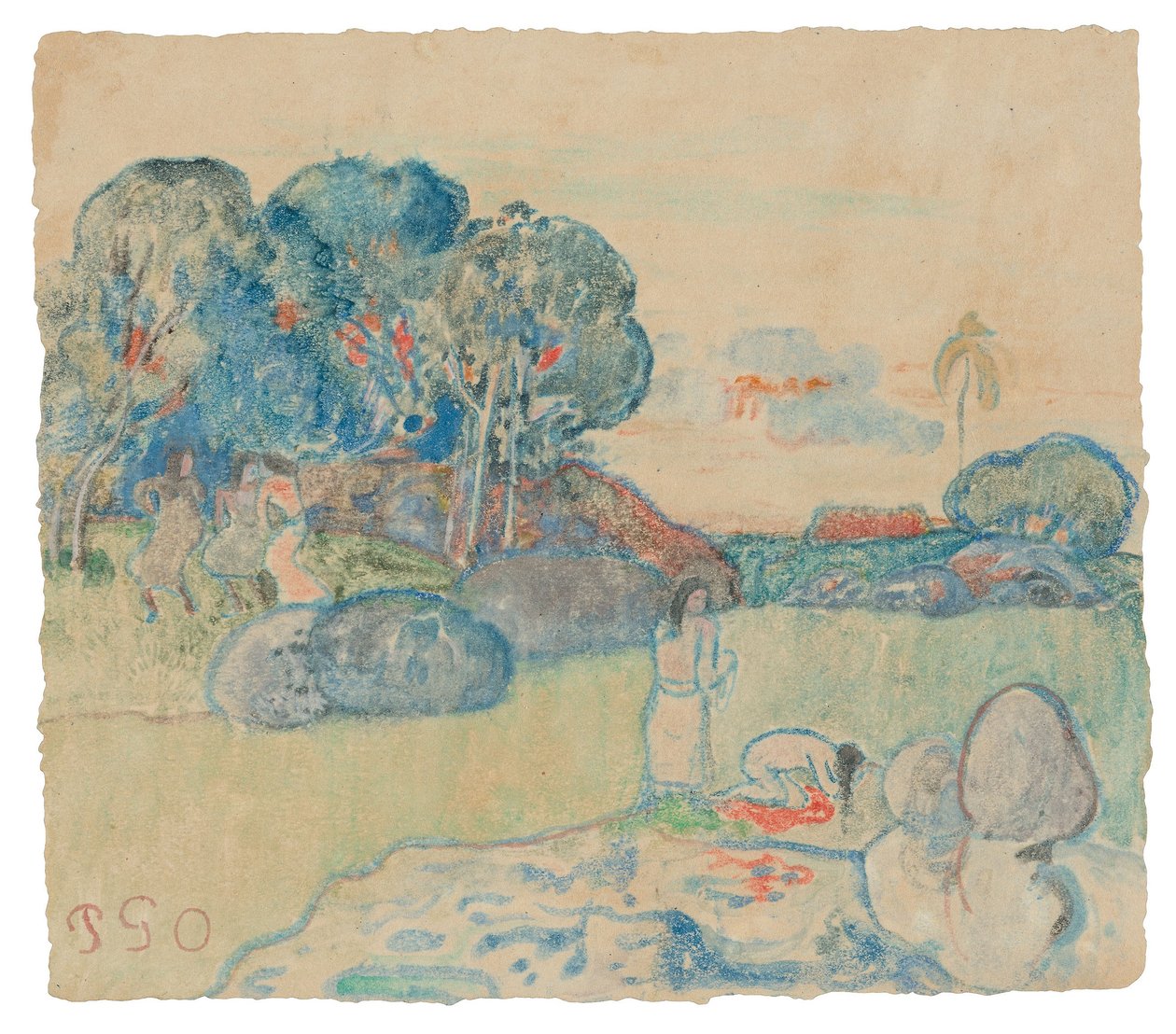 Tahitiaans landschap door Paul Gauguin