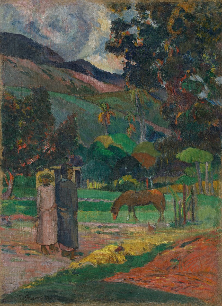 Tahitiaans landschap door Paul Gauguin