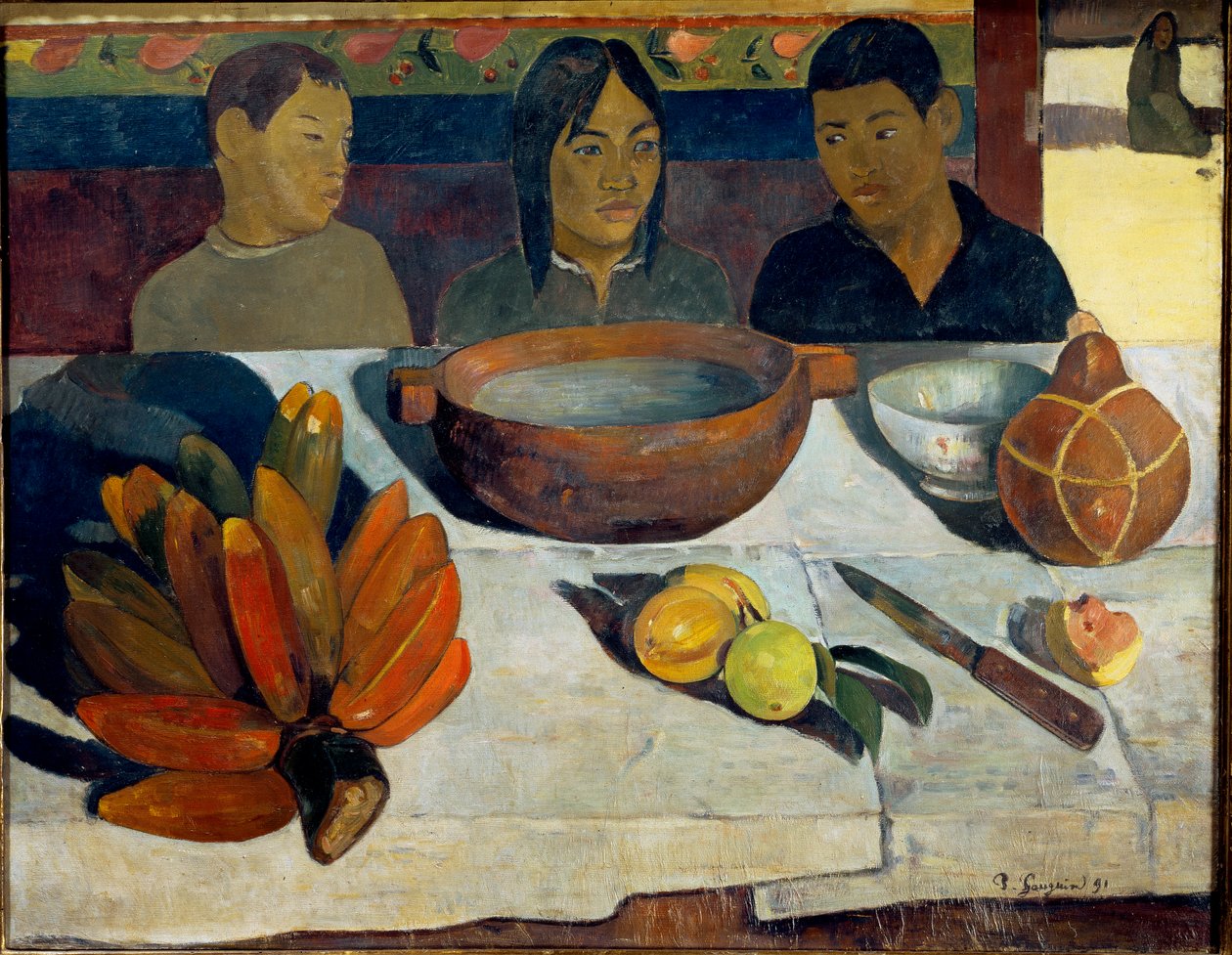 De maaltijd of bananen door Paul Gauguin