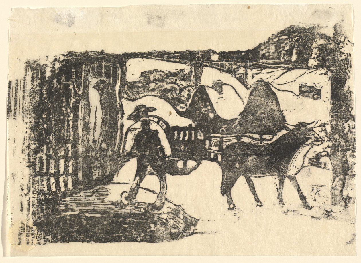 De ossenkar (Le char à boeufs) door Paul Gauguin