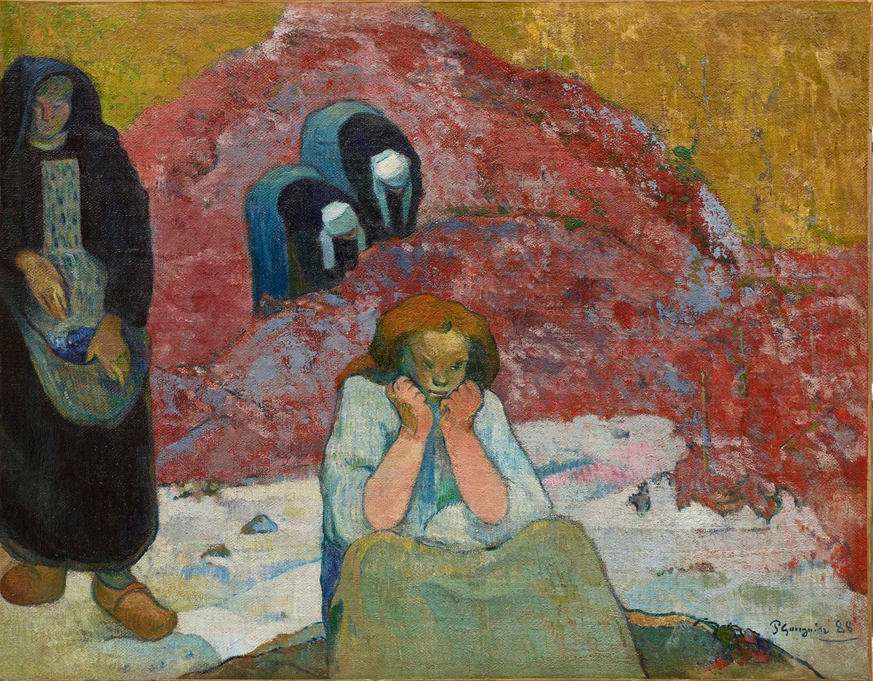De Wijnoogst, Menselijk Lijden door Paul Gauguin