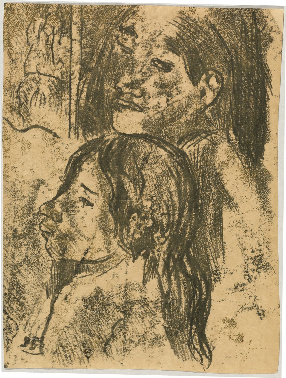 Twee Marquesanen [recto] door Paul Gauguin