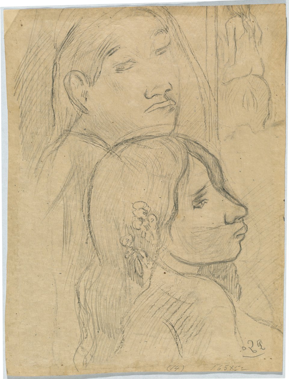 Twee Marquesanen [verso] door Paul Gauguin