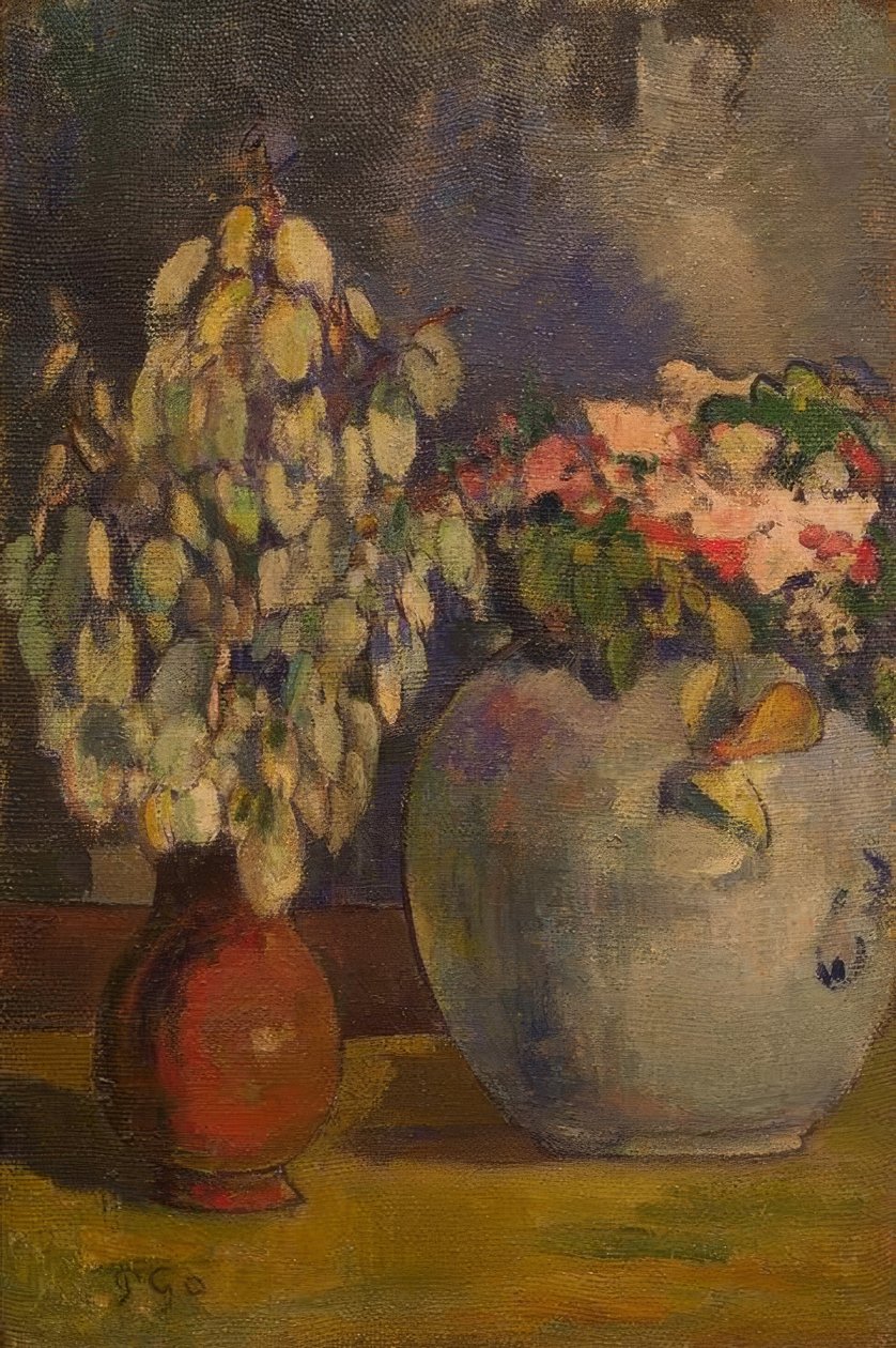 Twee bloemenvaasjes door Paul Gauguin