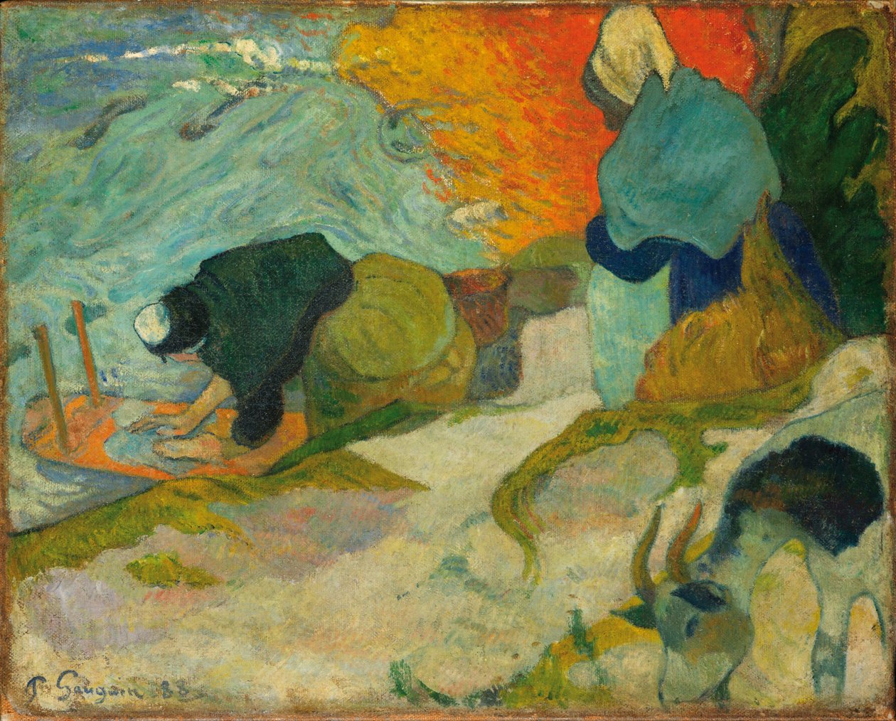 Wasvrouwen in Arles (Frankrijk) door Paul Gauguin