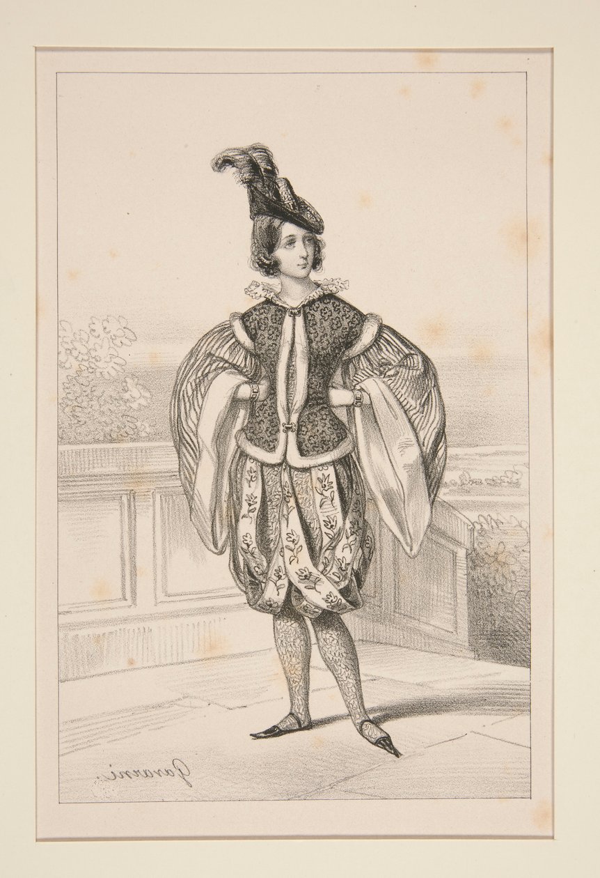 Kostuum van mevrouw de markiezin de L.. door Paul Gavarni