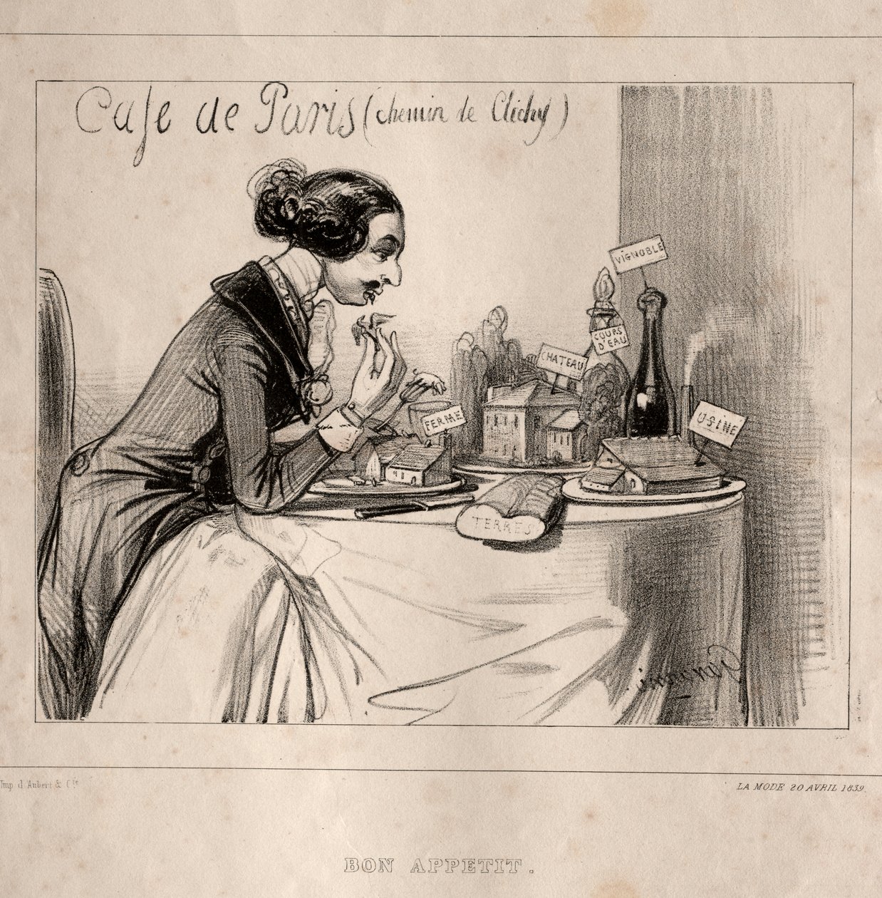 Croquis Fantastique: Bon Appetit door Paul Gavarni