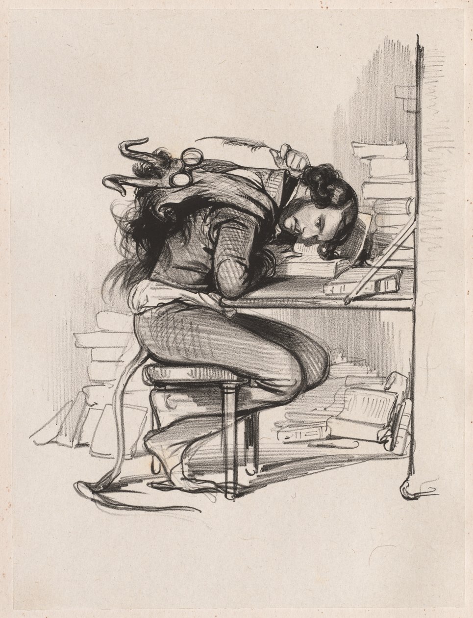 Émile Forgues (Oude Nick) door Paul Gavarni