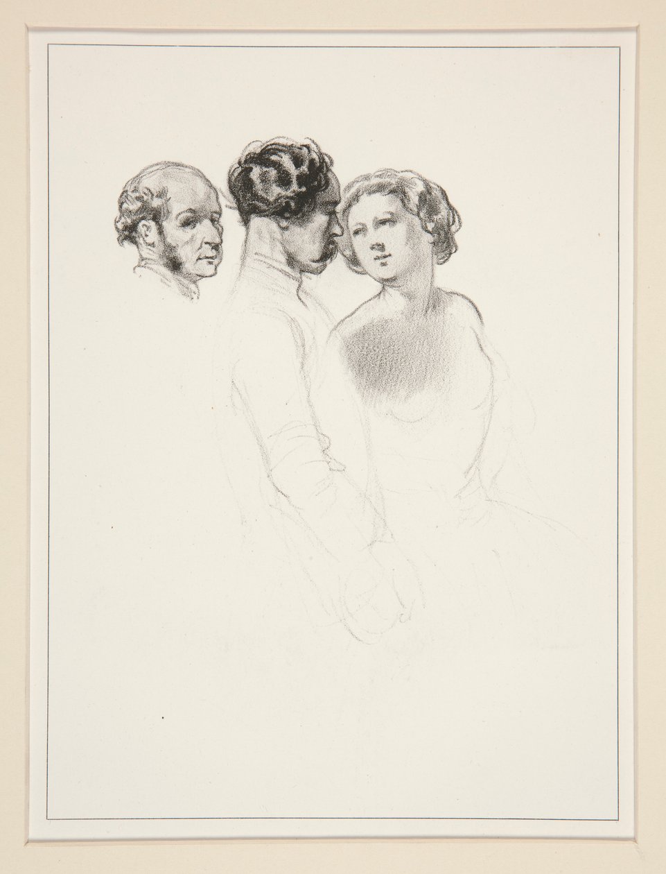 Figurenstudie; Groep van Drie Figuren door Paul Gavarni