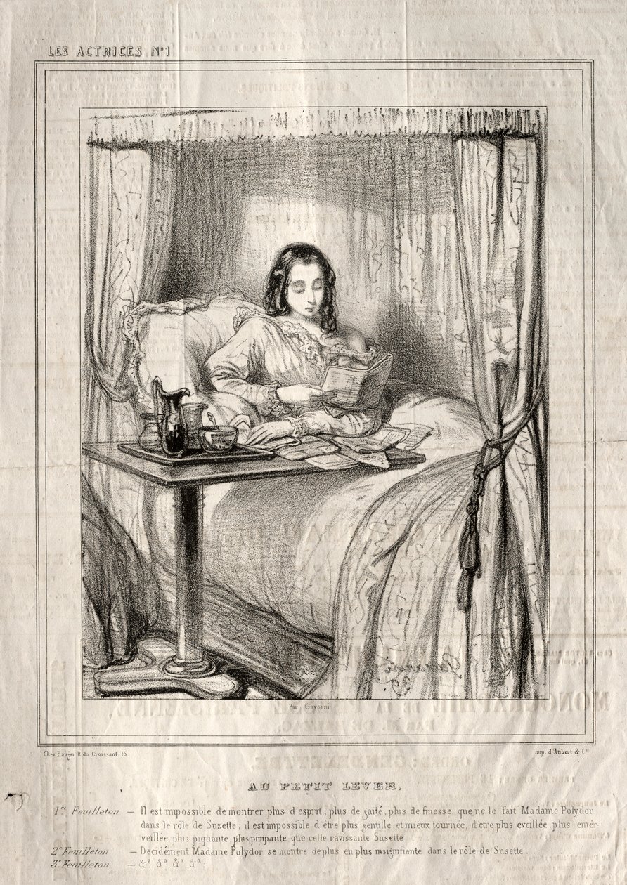 De Actrices: Bij het kleine opstaan, 1843 door Paul Gavarni
