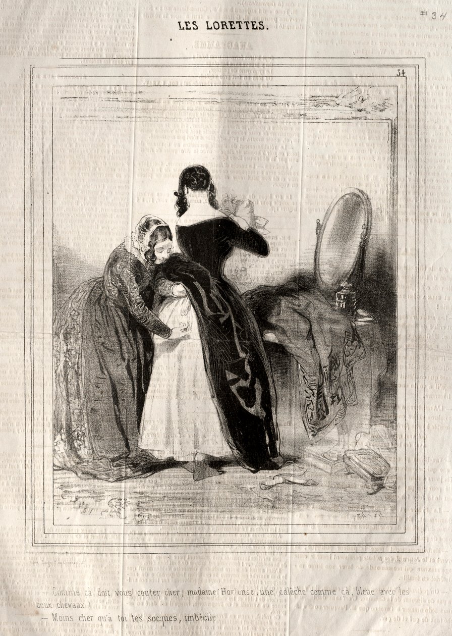 Les Lorettes, 1842 door Paul Gavarni