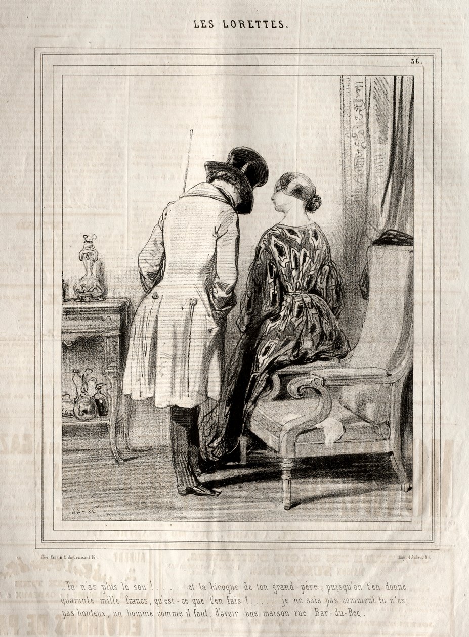 Les Lorettes, 1842 door Paul Gavarni