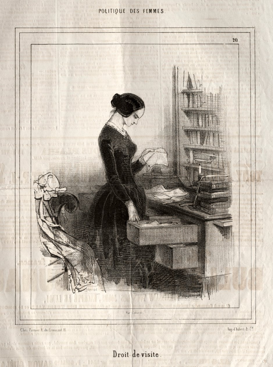 Politique des Femmes: Droit de visite, 1843 door Paul Gavarni