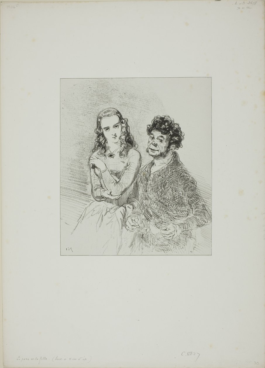 Zonder titel (Vader en dochter) door Paul Gavarni