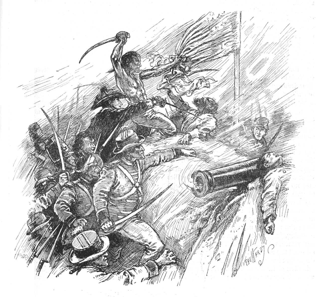 Ze streefden ernaar de wal te beklimmen, 1902 door Paul Hardy