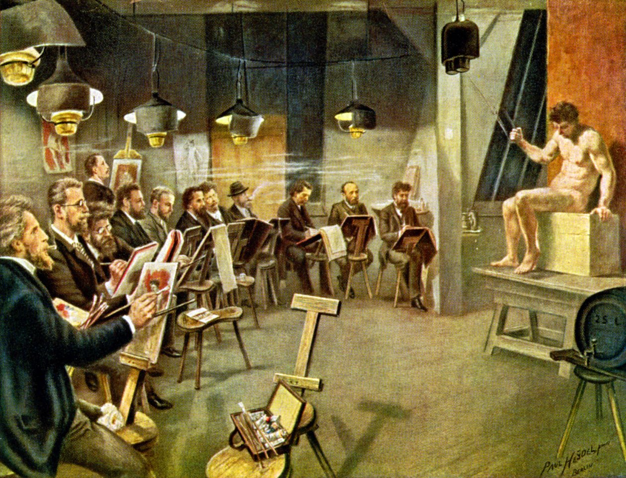 Kunststudenten, ca. 1930 (illustratie) door Paul Heydel