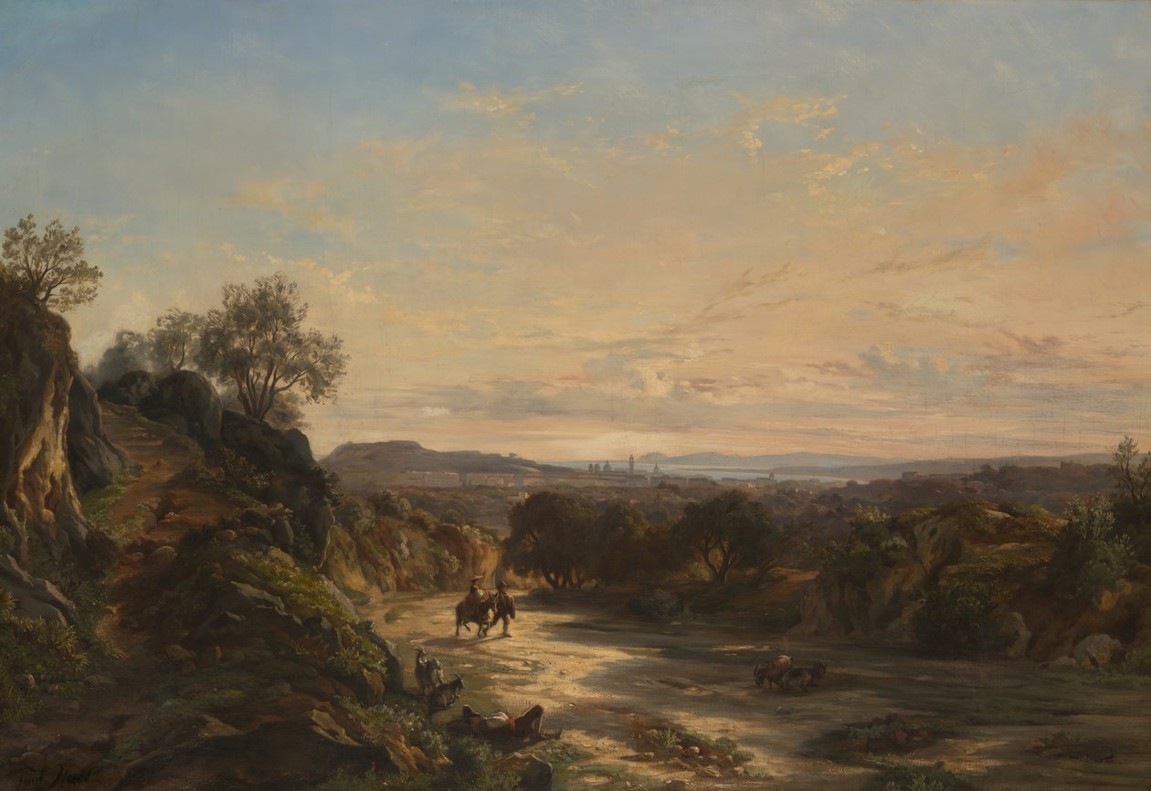 Op de weg naar Nice, ca. 1844 door Paul Huet