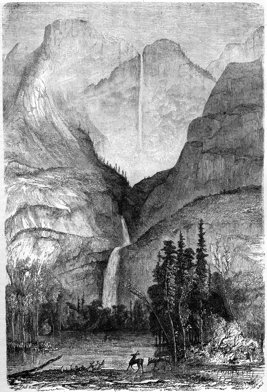 Yosemite Watervallen, Californië, 19e eeuw door Paul Huet