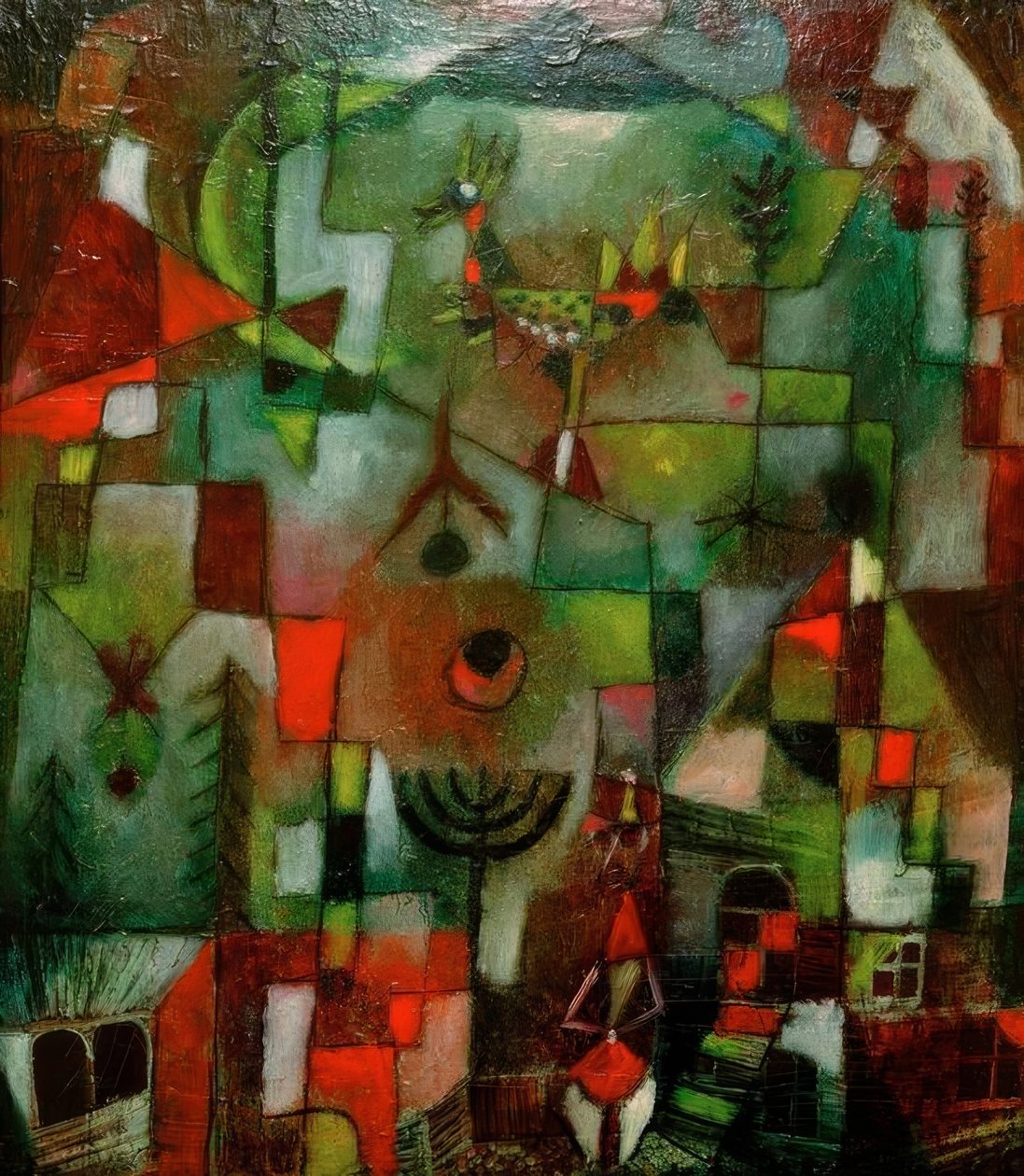 Schilderij met de Haan en de Grenadier door Paul Klee