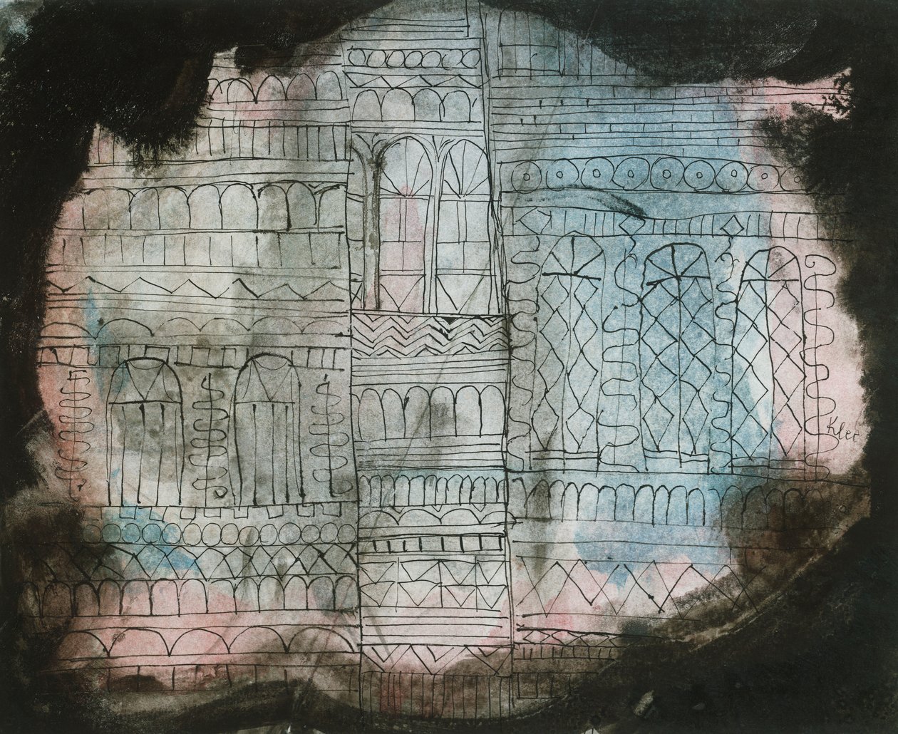Brandend kasteel door Paul Klee