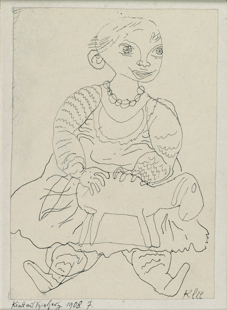 Kind met een speelgoed door Paul Klee