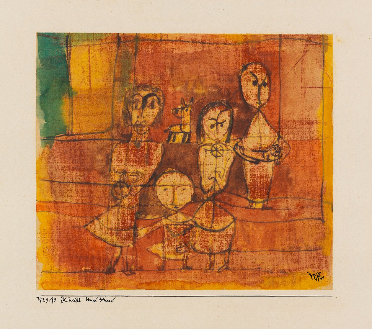 Kinderen en Hond, 1920 door Paul Klee