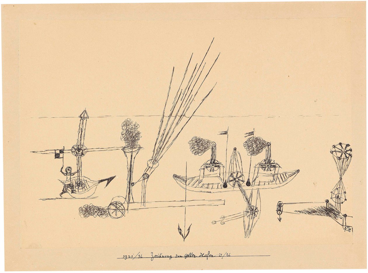 Tekening voor gele haven, 1921-1926 door Paul Klee