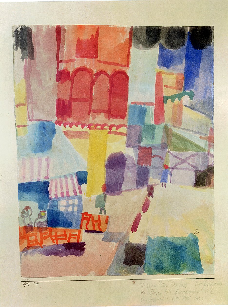 Voor een moskee in Tunis door Paul Klee