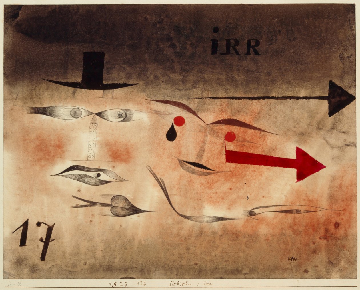 Zeventien, Krankzinnig, 1923 door Paul Klee