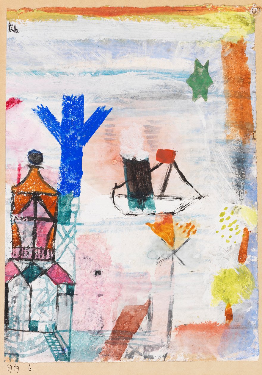 Kleine stoomboot, 1919 door Paul Klee