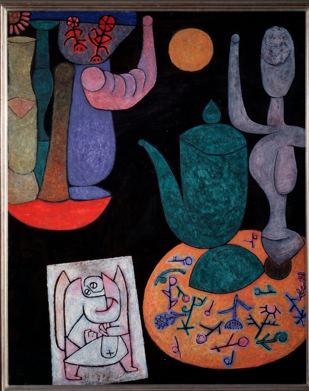 Stilleven op zwarte achtergrond door Paul Klee