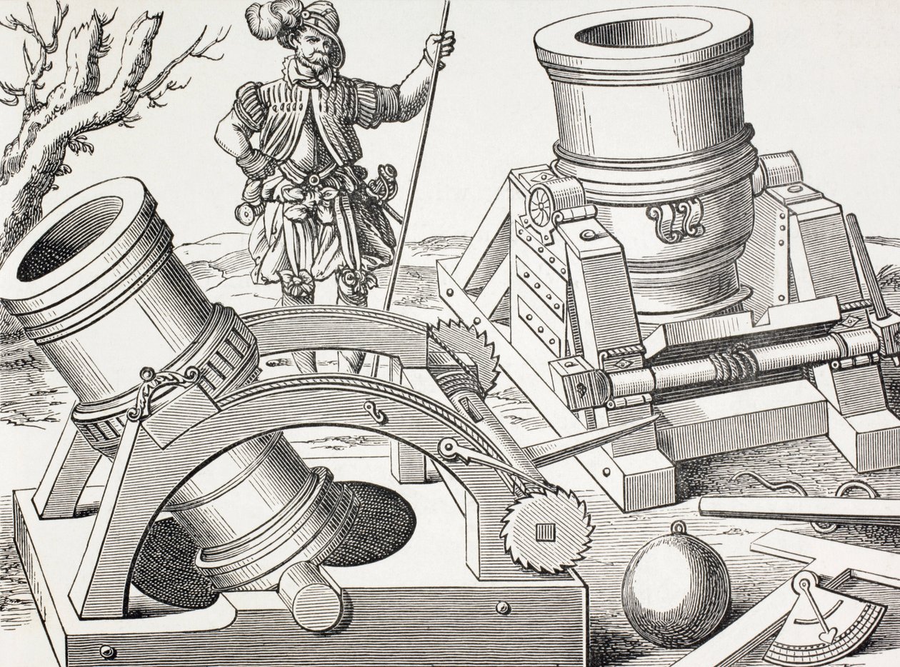 16e eeuwse mortieren op beweegbare wagens. door Paul Lacroix