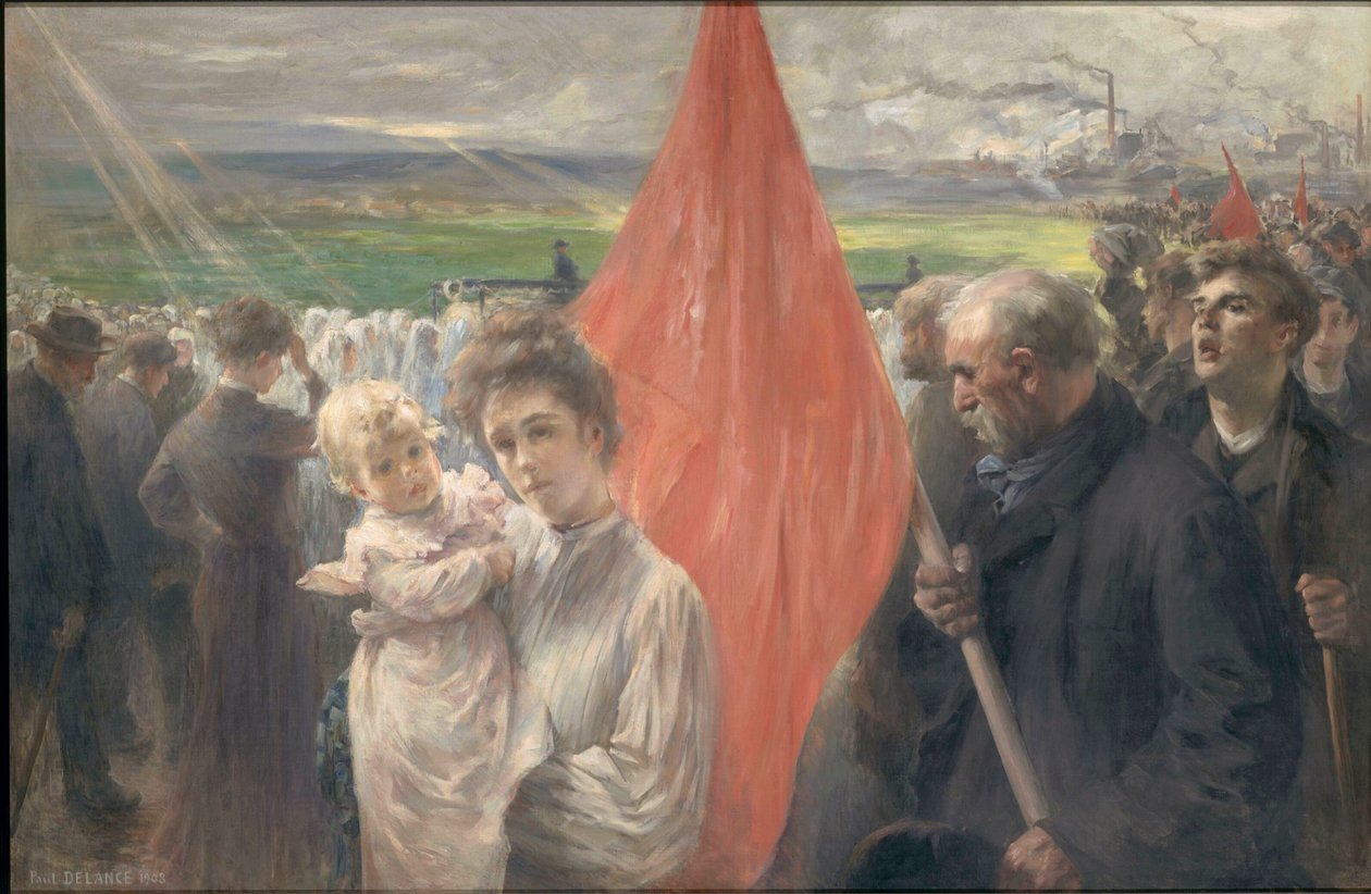 Een staking in Saint-Ouen, 1908 door Paul Louis Delance