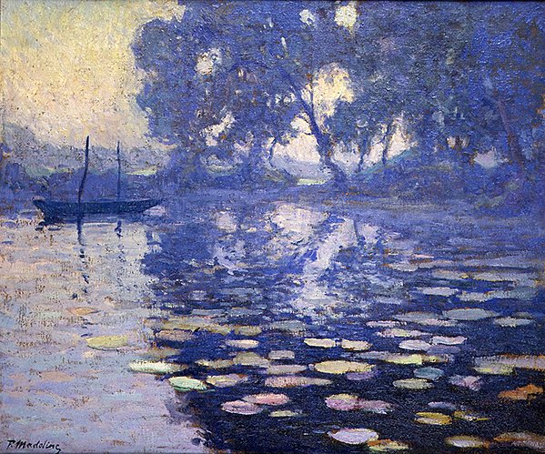 Dageraad aan een rivier door Paul Madeline
