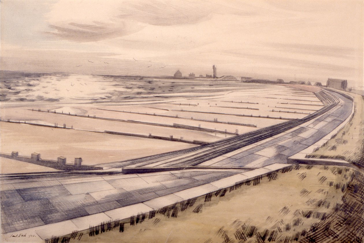 De kust, Dymchurch, Kent door Paul Nash