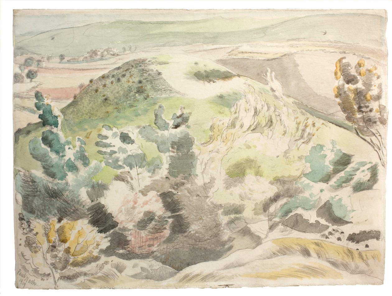 Winderige heuvel door Paul Nash