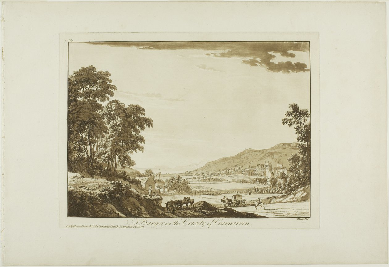 Bangor in het graafschap Caernarvon door Paul Sandby