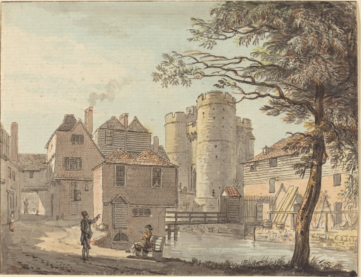 Westpoort in Canterbury door Paul Sandby