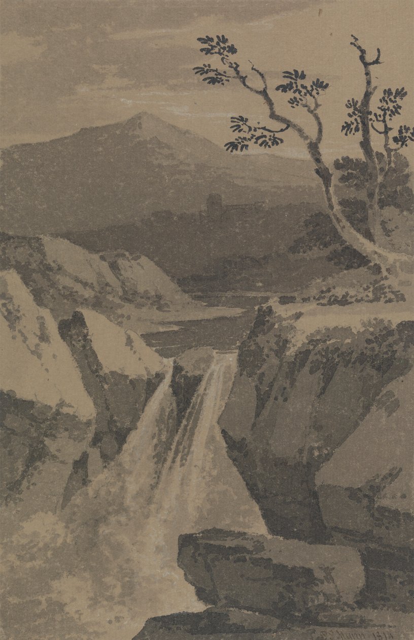 Waterval en verre bergen door Paul Sandby Munn