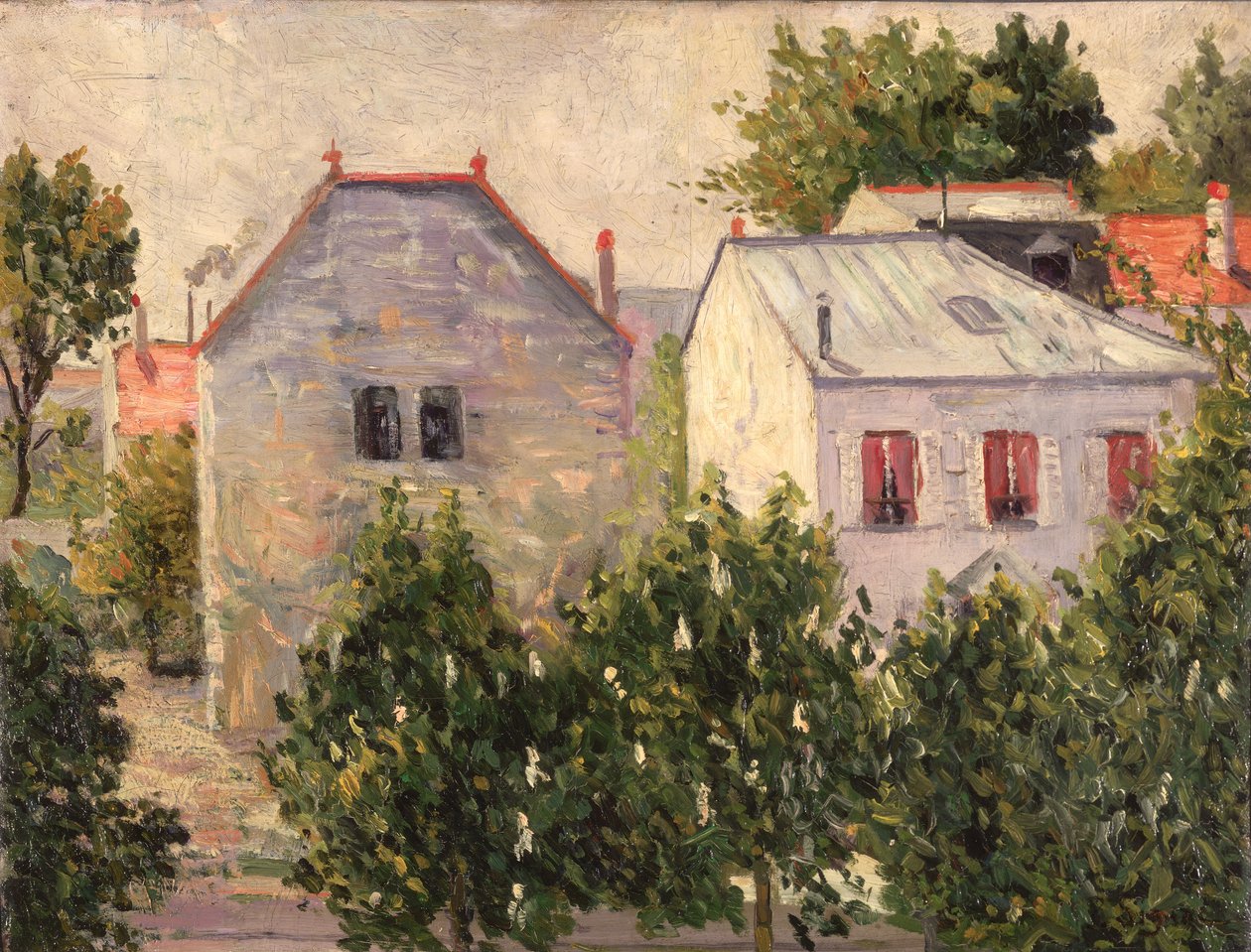 Tuin in Asnieres door Paul Signac