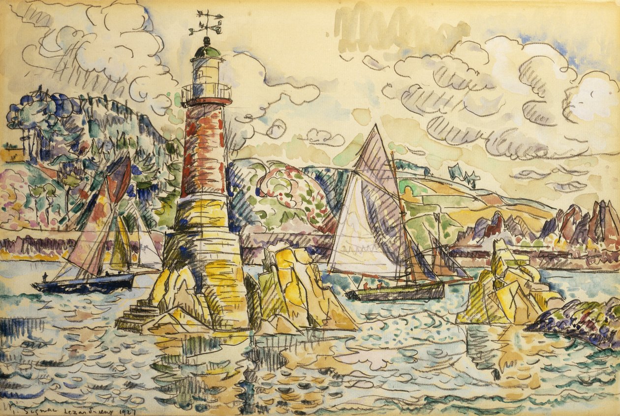 De vuurtoren bij Lezardrieux door Paul Signac